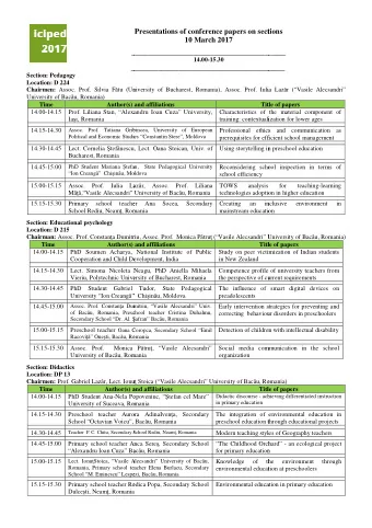 Presentations of conference papers on secti  ctions  10 March 2017