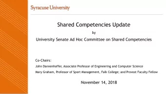 Shared Competencies Update  by  University Senate Ad Hoc Committee on Shared Competencies