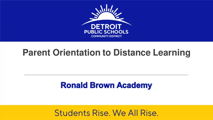 parent orientation to distance learning
