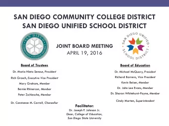SAN DIEGO COMMUNITY COLLEGE DISTRICT  SAN DIEGO UNIFIED SCHOOL DISTRICT  JOINT BOARD MEETING  APRIL