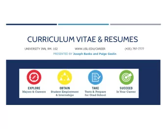 CURRICULUM VITAE &amp; RESUMES  UNIVERSITY INN, RM. 102  WWW.USU.EDU/CAREER  (435) 797-7777