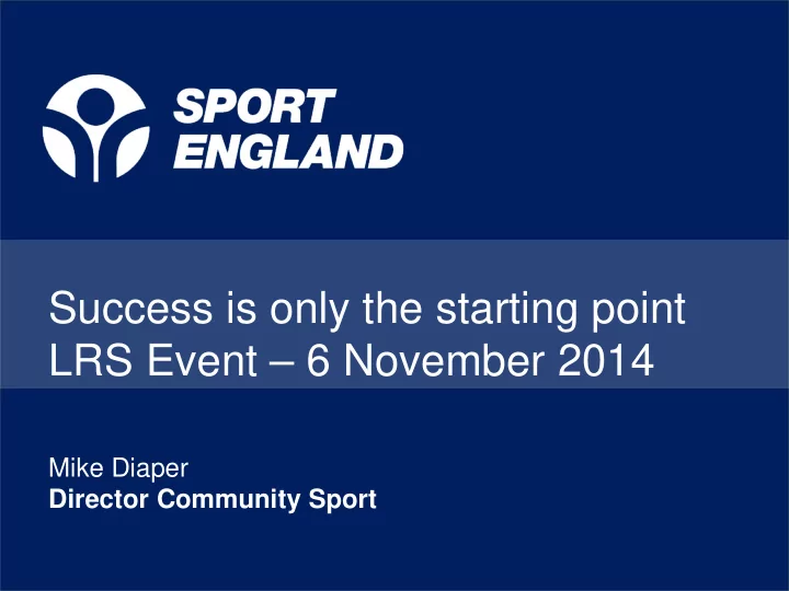 success is only the starting point lrs event 6 november