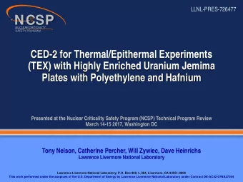 NCSP  NUCLEAR CRITICALITY  SAFETY PROGRAM  CED-2 for Thermal/Epithermal Experiments  (TEX) with