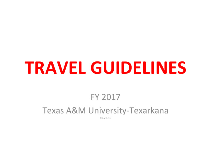 travel guidelines