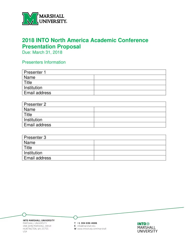 2018 into north america academic conference presentation