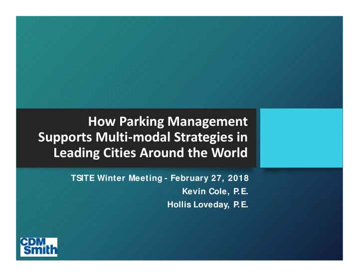 how parking management supports multi modal strategies in