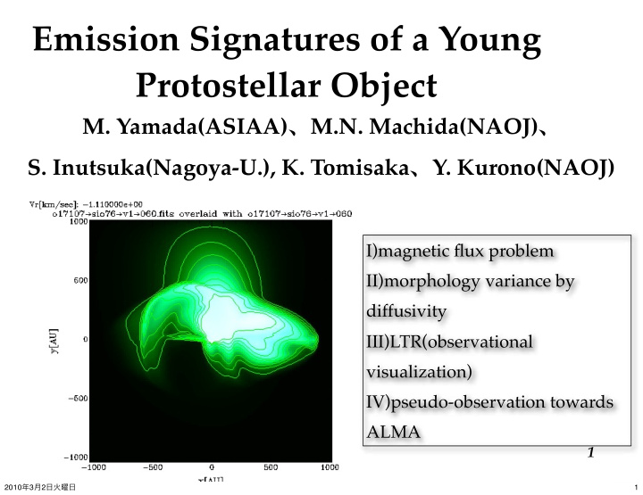 emission signatures of a young protostellar object