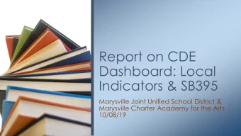 Report on CDE  Dashboard: Local  Indicators &amp; SB395  Marysville Joint Unified School District