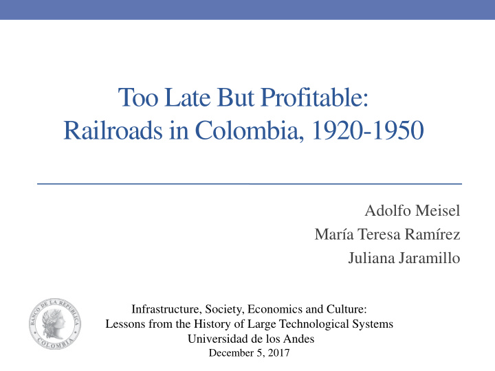railroads in colombia 1920 1950