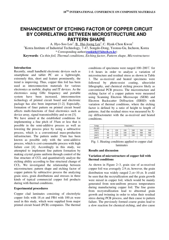 enhancement of etching factor of copper circuit by