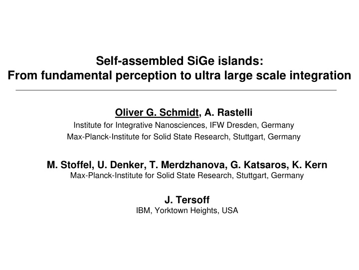 self assembled sige islands from fundamental perception