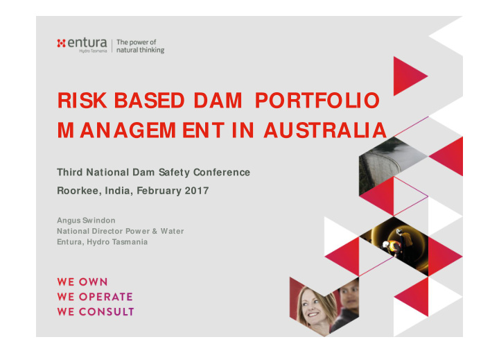 risk based dam portfolio m anagem ent in australia