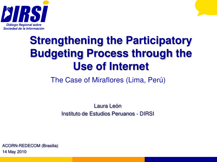 strengthening the participatory budgeting process through