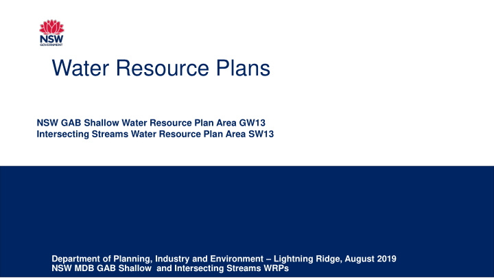 water resource plans