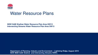 Water Resource Plans  NSW GAB Shallow Water Resource Plan Area GW13  Intersecting Streams Water