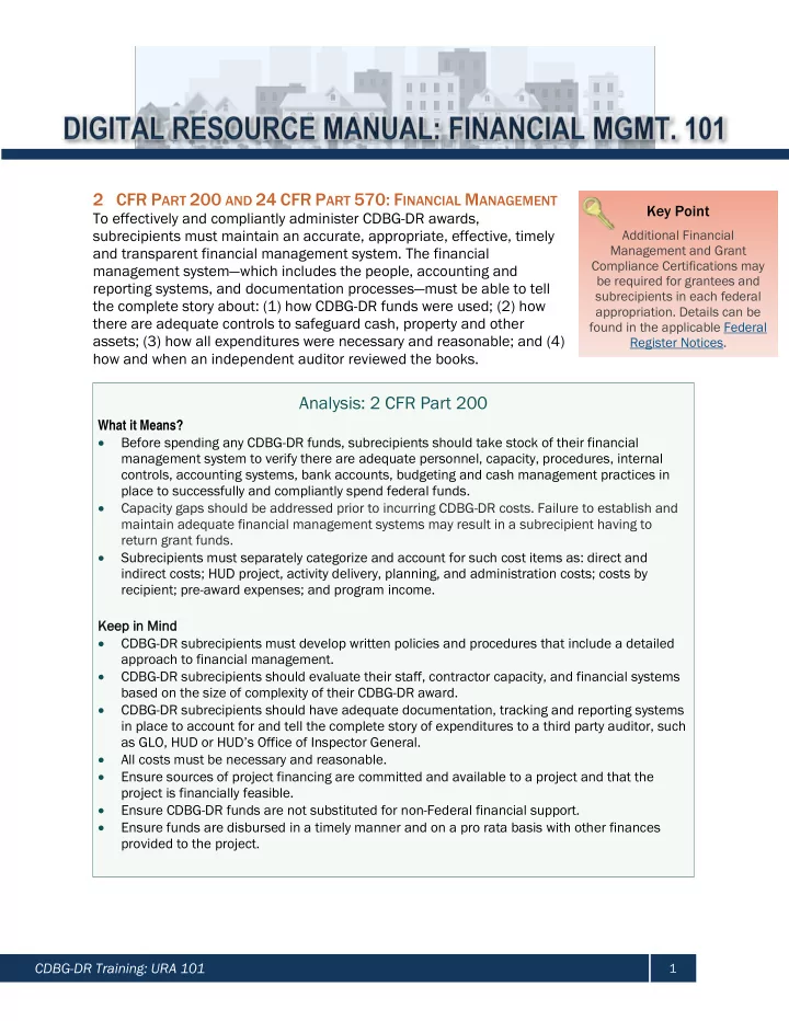 2 cfr p art 200 and 24 cfr p art 570 f inancial m