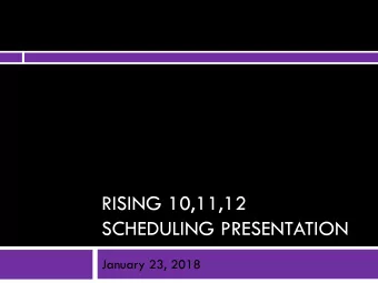RISING 10,11,12  SCHEDULING PRESENTATION  January 23, 2018  Phoenixville Area High School