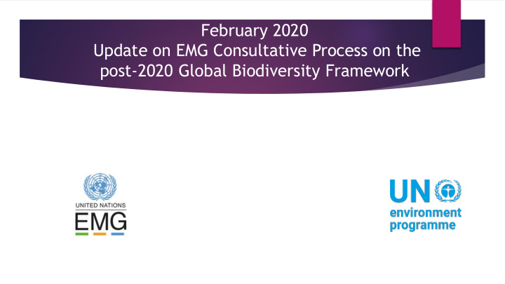 update on the emg s contribution to wg2020 emg process