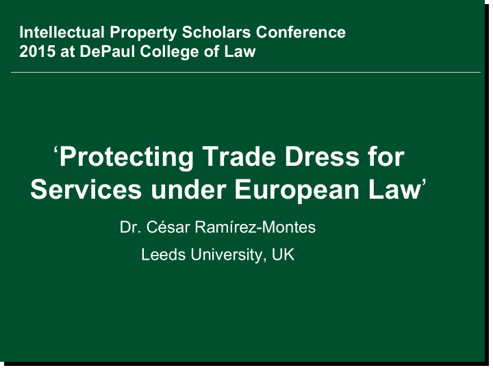 protecting trade dress for services under european law