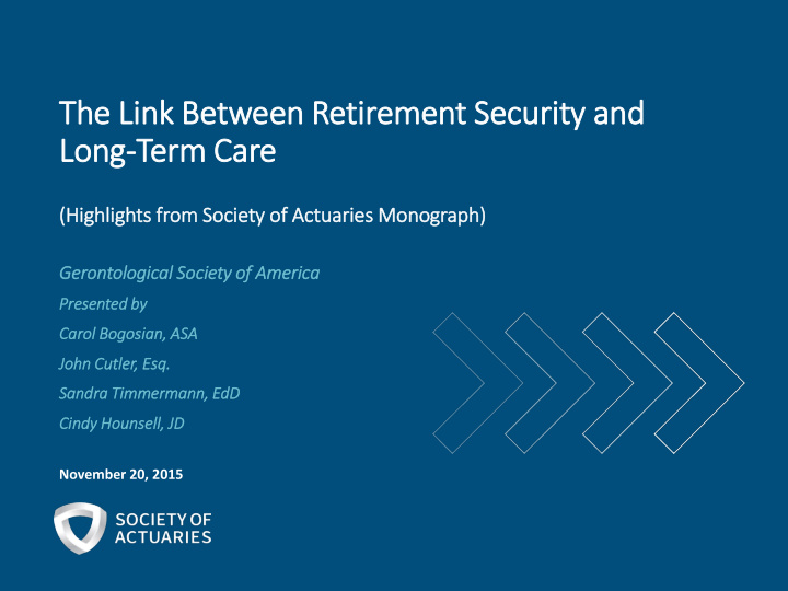 the lin ink between retir irement security and long term