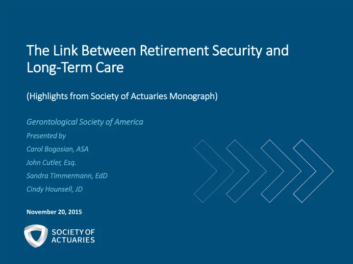 the lin ink between retir irement security and long term
