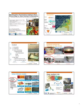 Heat resilient city  Flooding    Heatstress    Drought    Heatstres Johannesburg  Damage