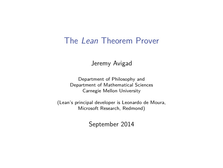 the lean theorem prover