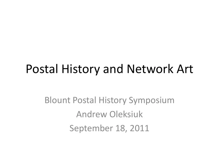 postal history and network art