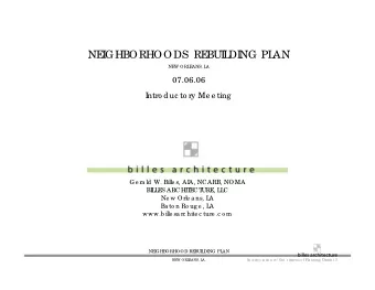 NE  I  GHBORHOODS  RE  BUI  L  DI  NG PL  AN  NEW ORL  E  ANS, L  A  07.06.06  I  ntro d uc to ry