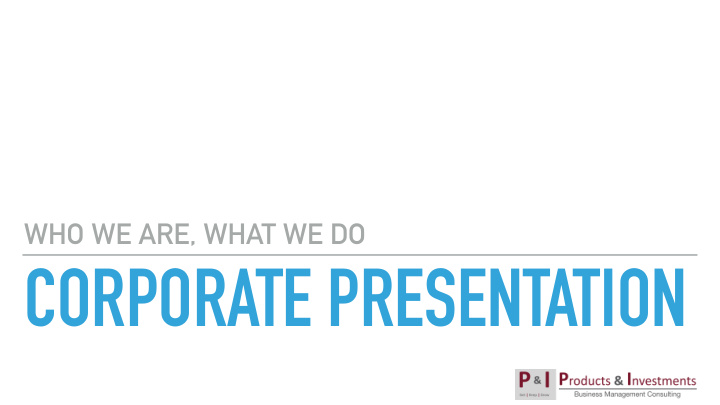 corporate presentation