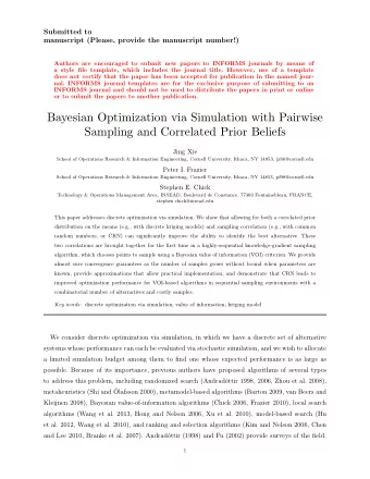 Bayesian Optimization via Simulation with Pairwise  Sampling and Correlated Prior Beliefs  Jing Xie