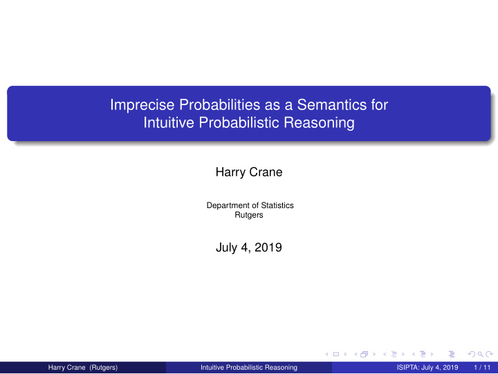 imprecise probabilities as a semantics for intuitive