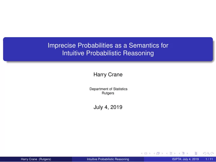 imprecise probabilities as a semantics for intuitive