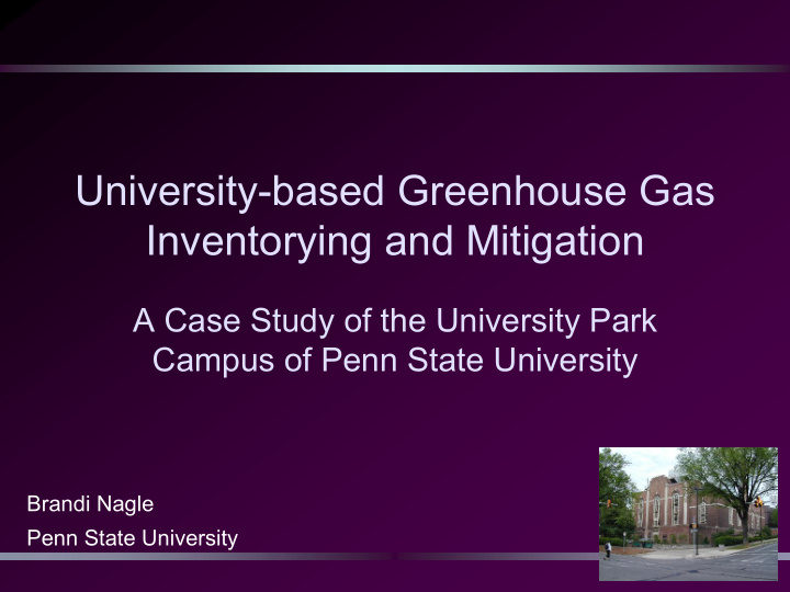 university based greenhouse gas inventorying and