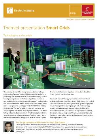 Themed presentation Smart Grids  Technologies and markets  They come to Hannover to gather
