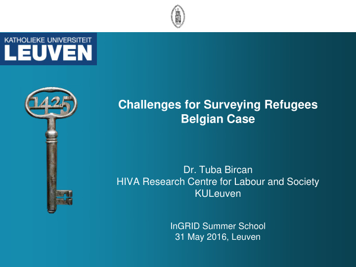 challenges for surveying refugees belgian case