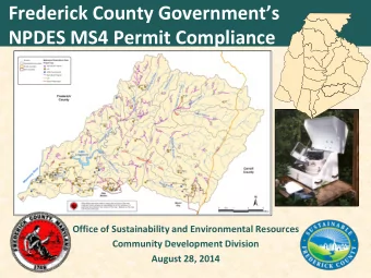 NPDES MS4 Permit Compliance  Office of Sustainability and Environmental Resources  Community