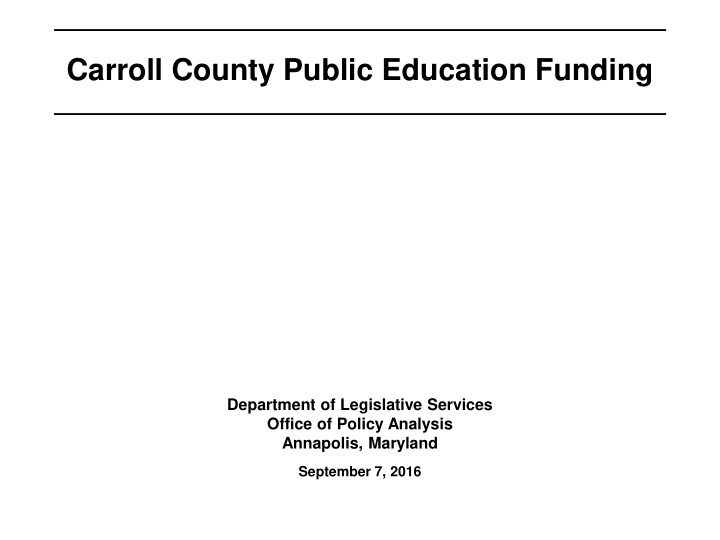 carroll county public education funding