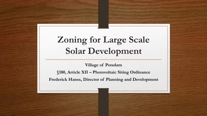 solar development
