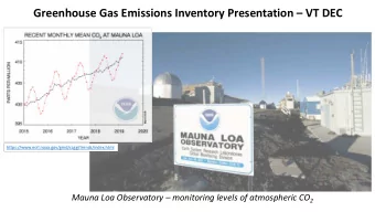Greenhouse Gas Emissions Inventory Presentation  VT DEC
