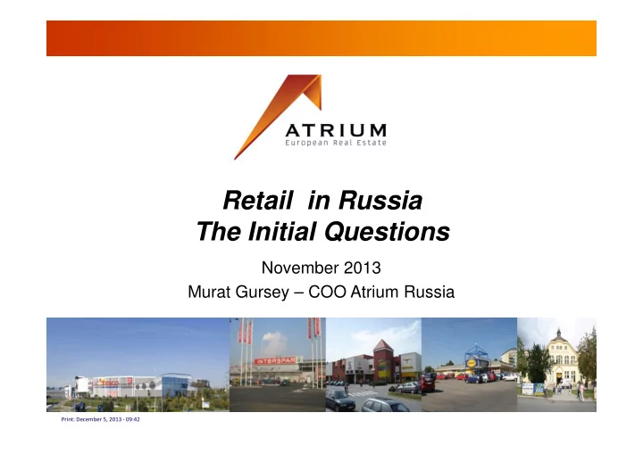 retail in russia the initial questions