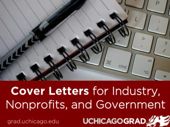 Cover Letters fo  for Ind  r Indus  ustry  try,  ,  No  Nonp  npro  rofits  fits, an  , and G  d