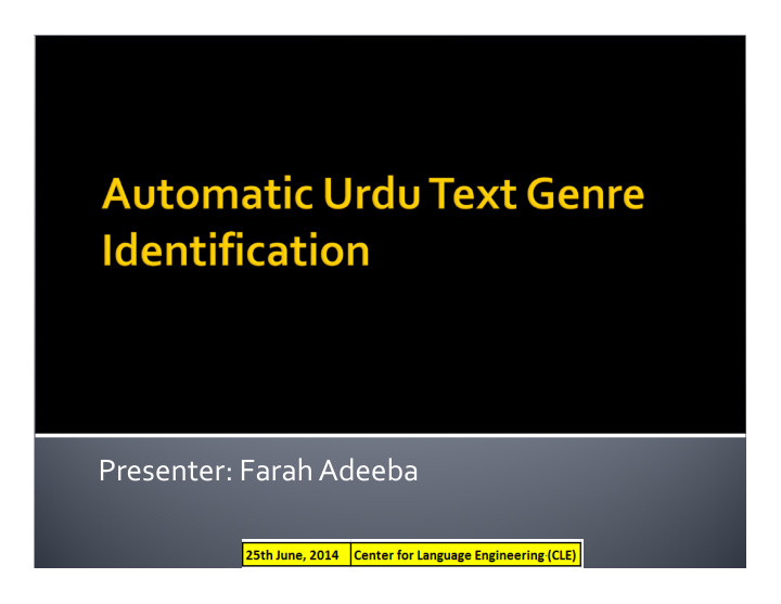 presenter farah adeeba what is genre how to define genre