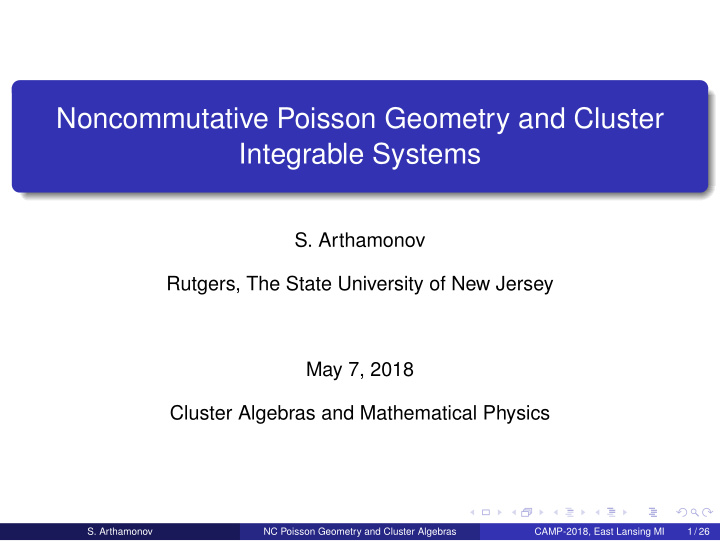 noncommutative poisson geometry and cluster integrable