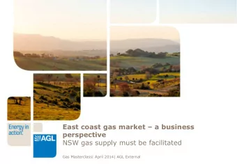 East coast gas market  a business  perspective NSW gas supply must be facilitated  Gas