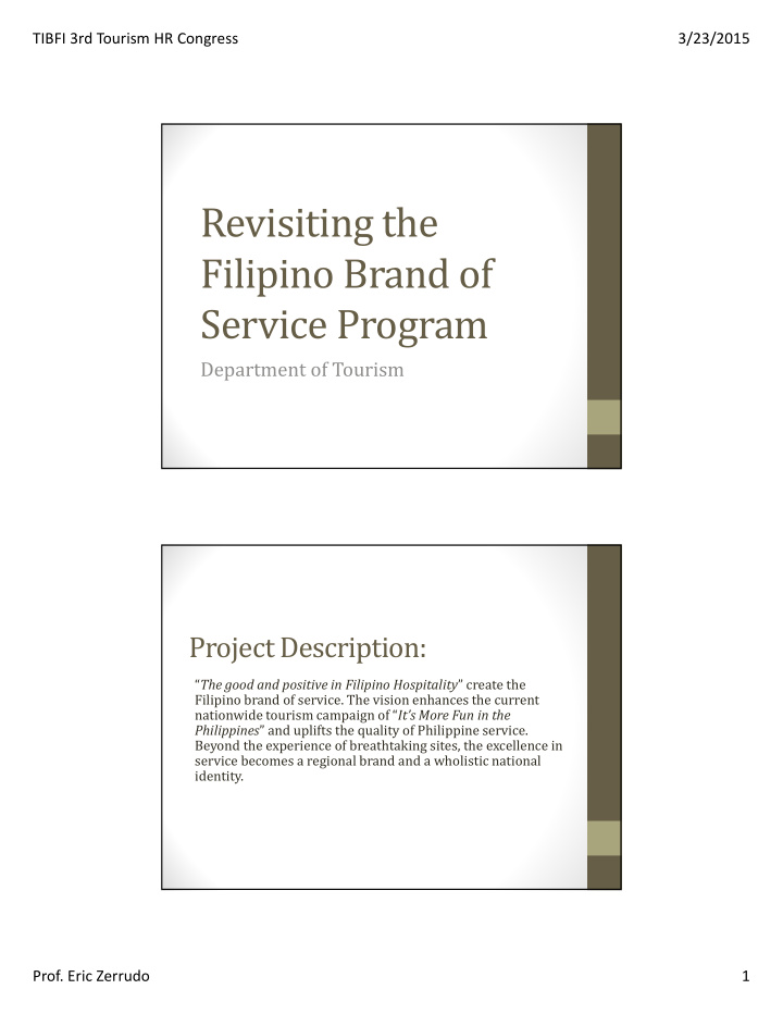 revisiting the filipino brand of service program