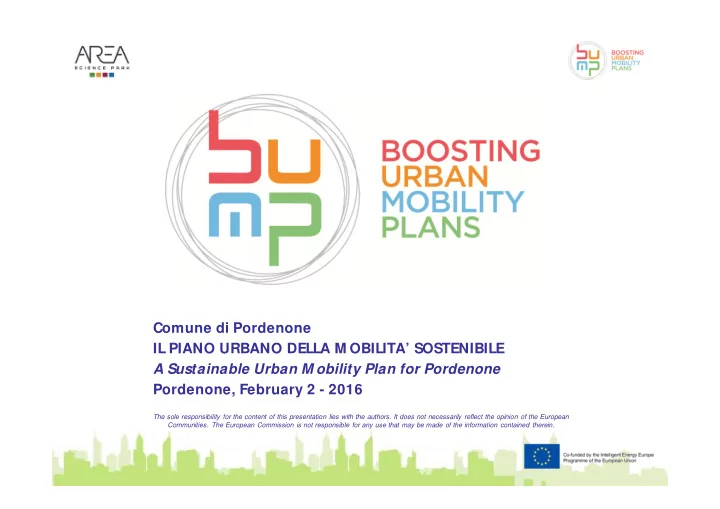 comune di pordenone il piano urbano della m obilita