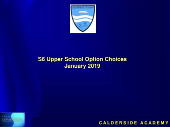 S6 Upper School Option Choices  January 2019  I  N  F  O  R  M  A  T  I  O  N   T  E  C  H  N  O  L