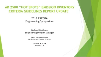 AB 2588 HOT SPOTS EMISSION INVENTORY  CRITERIA GUIDELINES REPORT UPDATE  2019 CAPCOA