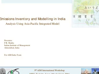 Emissions Inventory and Modelling in India  Analysis Using Asia-Pacific Integrated Model
